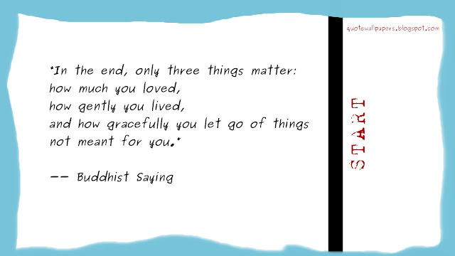 In the end, only three things matter: how much you loved, how gently you lived, and how gracefully you let go of things not meant for you