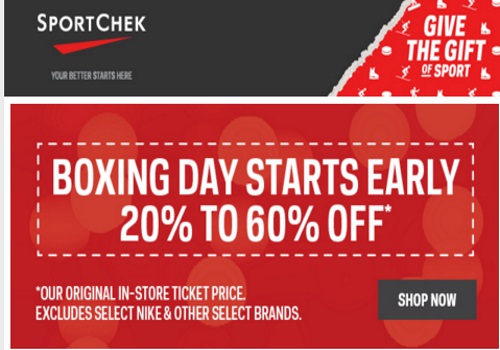 Sportchek Boxing Day Starts Early 20-60% Off