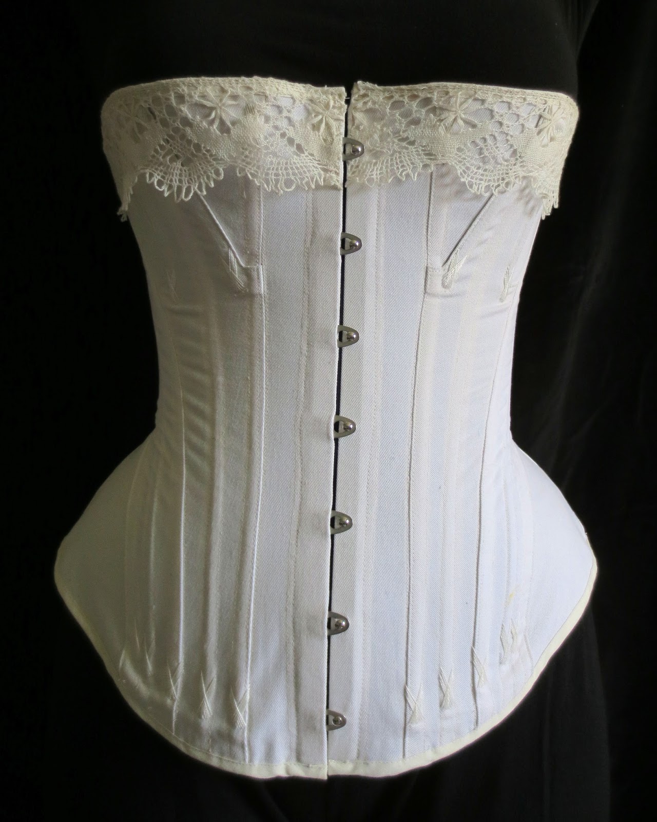 Festive Attyre Lace and lacing 1876 corset