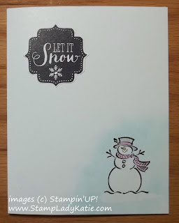 Winter card with the Snowman from Stampin'UP!'s "Best of Snow" set - featuring the Crayon Resist Technique