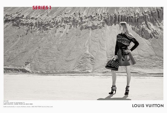 Louis Vuitton A/W 2014 Campaign, Jean Campbell Louis Vuitton 2014 AW:Nordic Style Knitwear with A-line Leather Mini Skirt Editorials