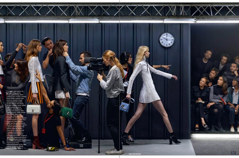 Elle UK editorial showing Louis Vuitton backstage for fall winter 2016 with Nicholas Ghesquiere