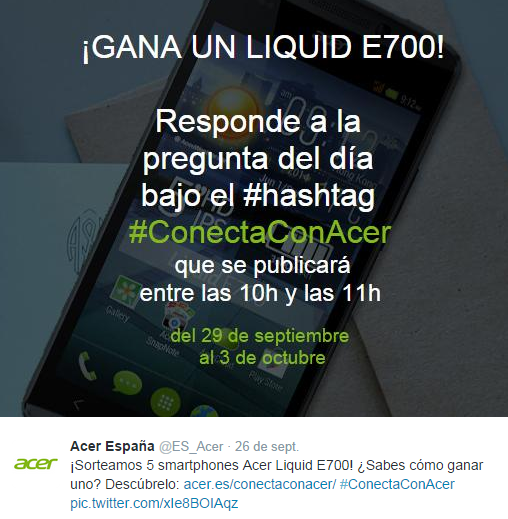 Concurso Acer Puedes ganar 1 de los 4 Acer Liquid E700 que va a entregar Acer.