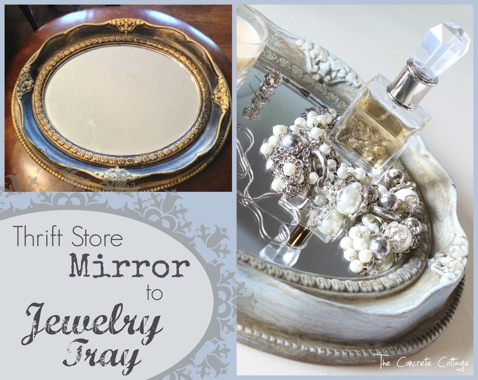 The Concrete Cottage Mirrored Jewelry Tray