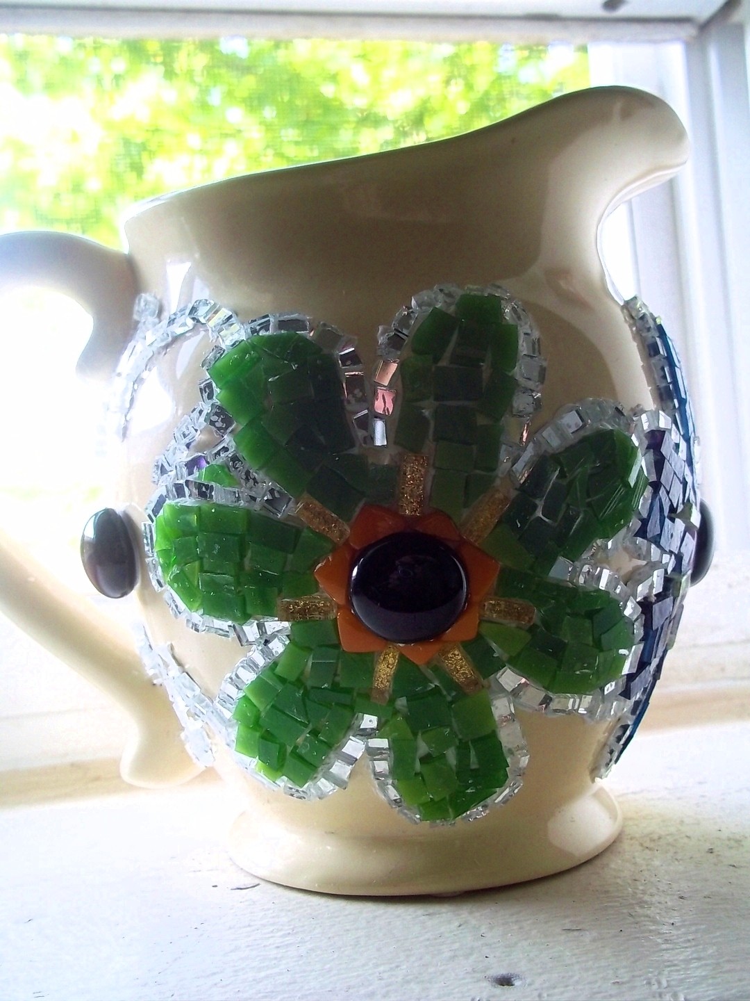 EarthMotherMosaics Mosaic Flower Power Vase WorkinProgress