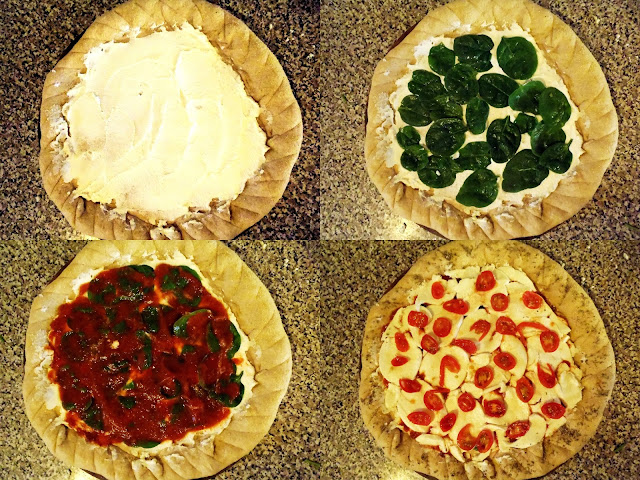 spinach, ricotta, mozzarella pizza