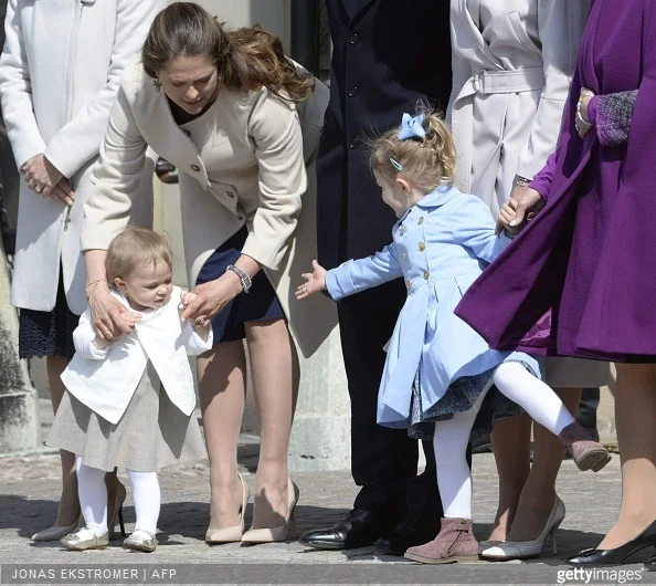 Princess Leonore of Sweden, Princess Madeleine and Princess Estelle are pictured during the celebration of the King Carl Gustaf´s 69th birthday at the court yard of the Royal Palace in Stockholm