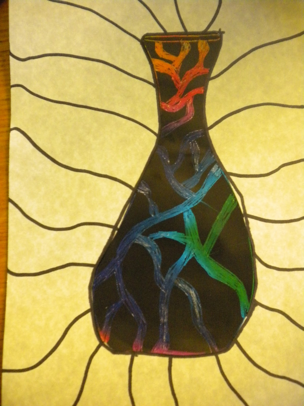 Waitsfield Elementary Art Greek Vases on Scratch Board