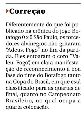 O Globo reconhece que errou em notícia sobre o Botafogo
