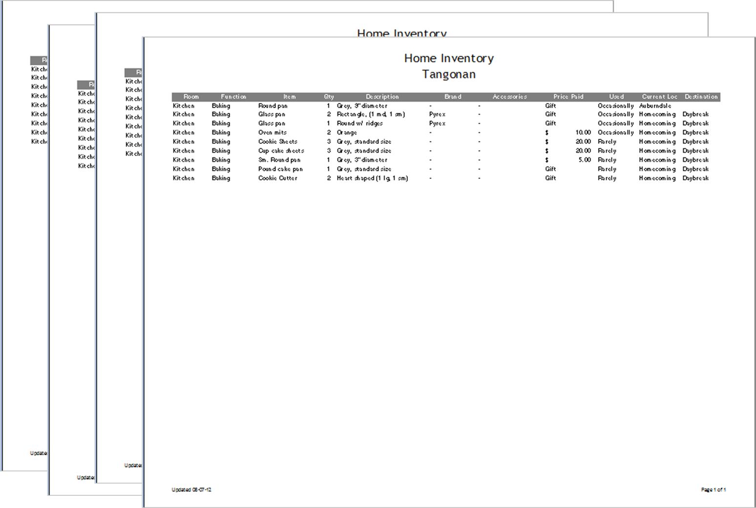 home inventory list