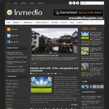 Inmedio blog template. template image slider blog. magazine blogger template style