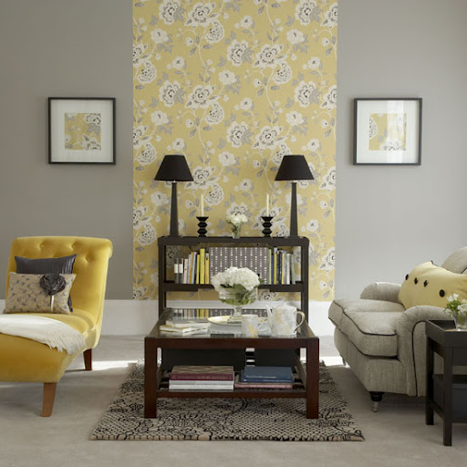 Yellow and Grey Living Room