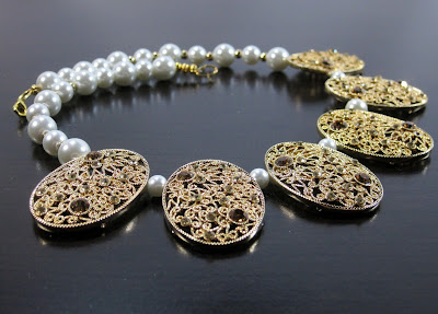 Pearl and Gold Filigree Necklace Gold Filigree Choker
