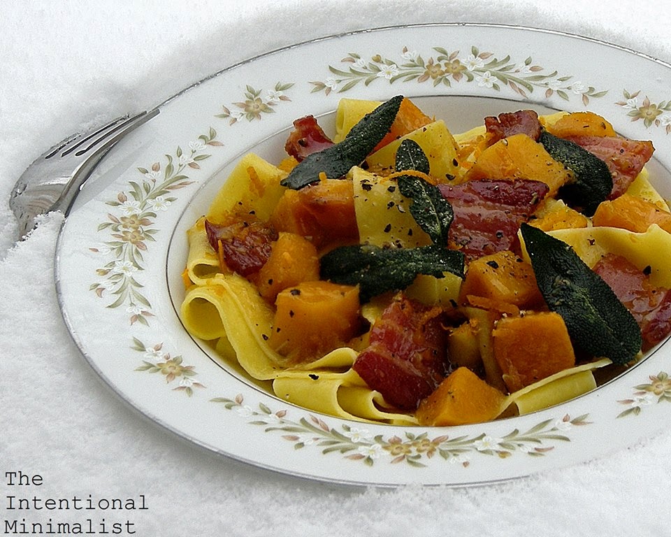 Pappardelle with Butternut Squash, Bacon and Smoked Orange Butter Sauce