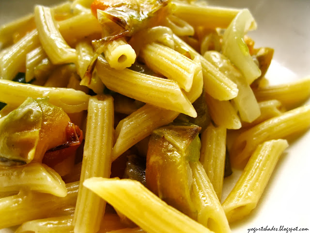 Mezze penne ai peperoni in agrodolce
