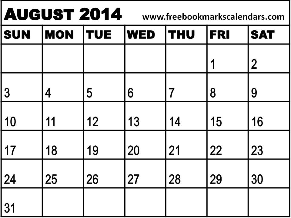 2014 blank calendar