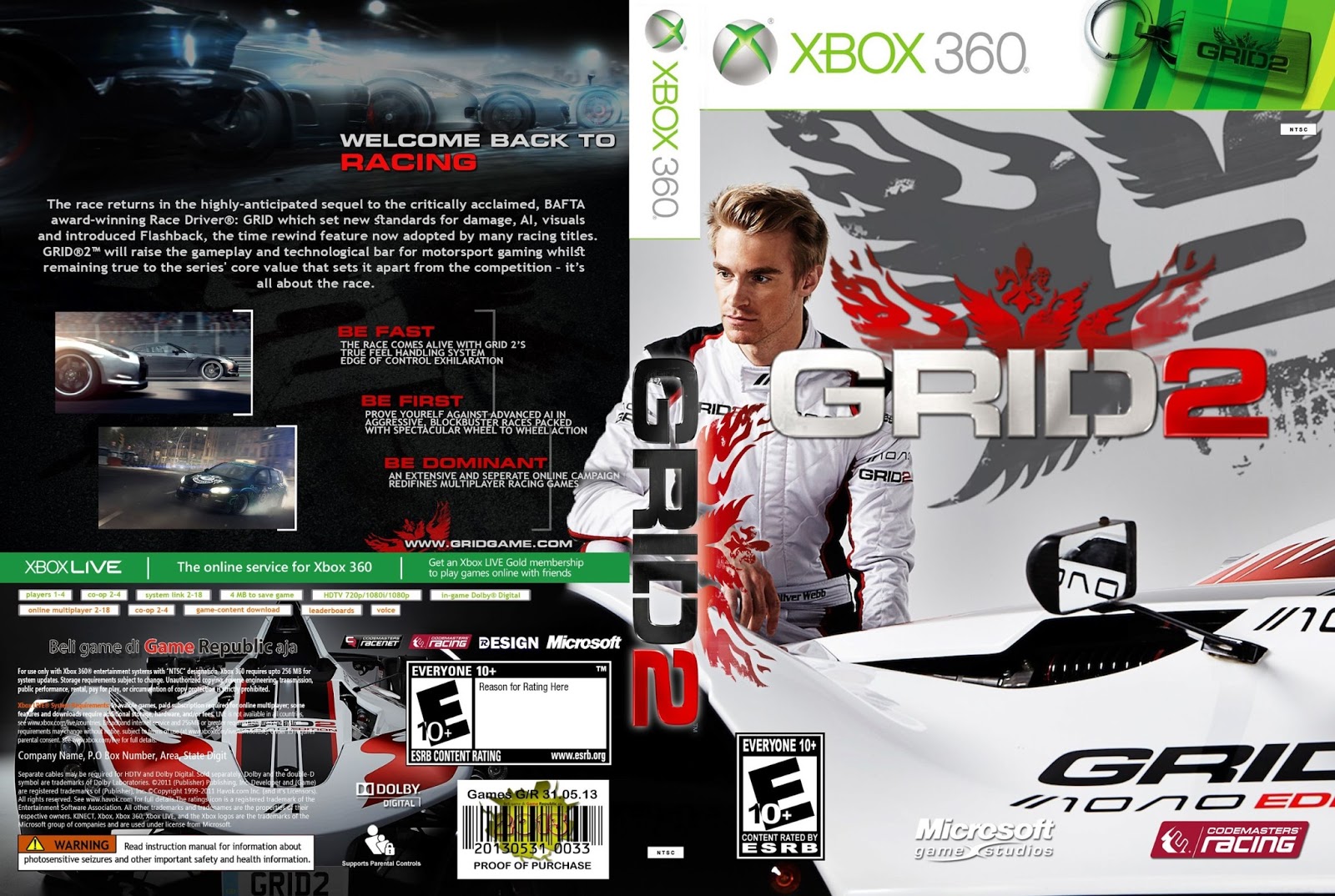 Capa GRID 2 Xbox 360 Capas de DVDs Capas de Filmes e Capas de CDs
