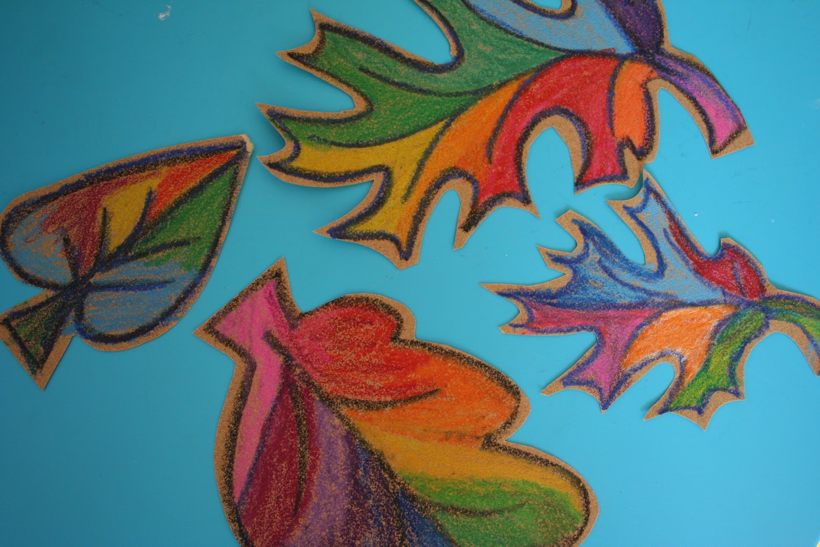 Pink and Green Mama * Easy Fall Kid Craft Sandpaper and Crayon Leaves