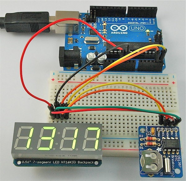 Dr. Monk's DIY Electronics Blog: Review: 4-digit 7-segment LED and RTC from  Adafruit