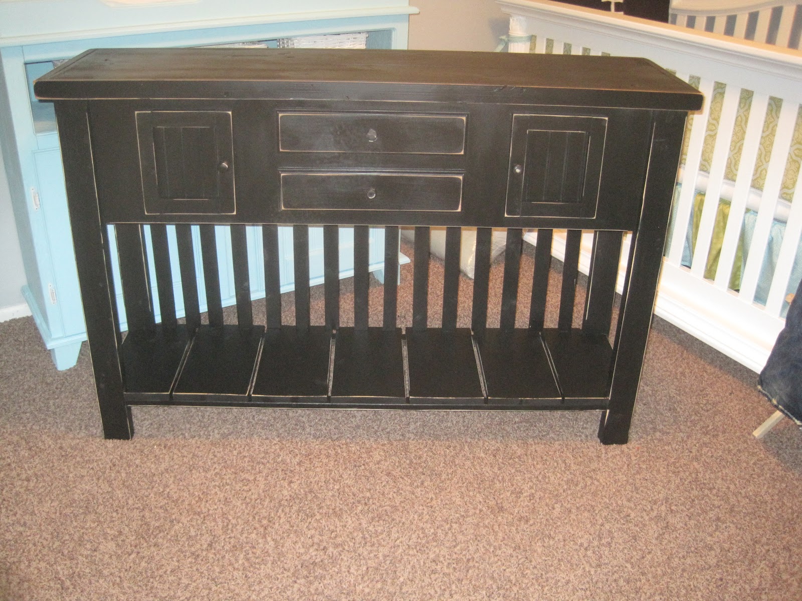 Hand Crafted Furniture Black 4 Door Entry Table