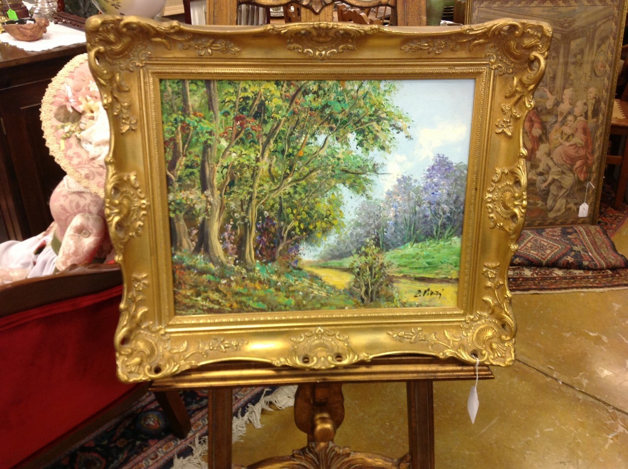 Art Gallery Original Oil on Canvas in carved gilt wood frame from art