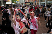 On May 13th of this year, a Zombie Parade broke out in Moscow. (zombie parade crowd)