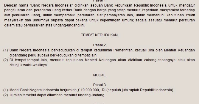 Perpu No 2 Tahun 1946 Tentang Pembentukan Bank Negara Rumah Peraturan