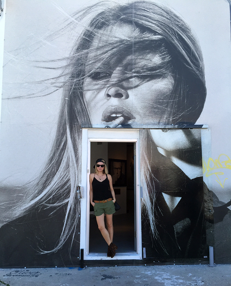 In front of the Brigitte Bardot street art Terry O'neill gallery, MBAB, Art Basel 2014, Wynwood 