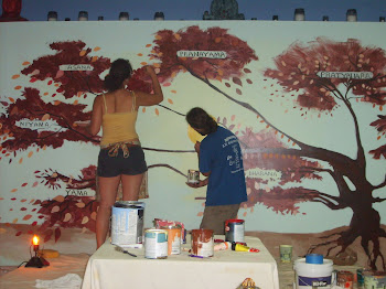 "8 Linbs of Yoga" tree mural painted for Yoga for Life