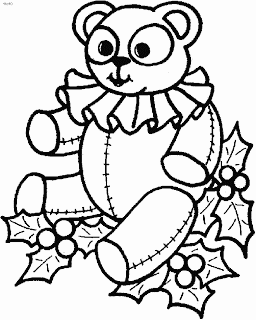Christmas tree decoration by teddy bear coloring page