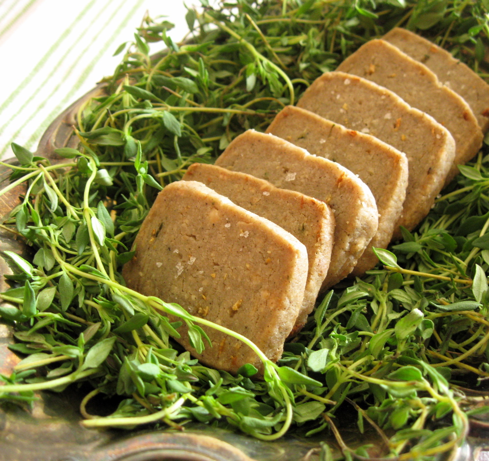 Dust with Flour Buckwheat Sablés with Garrotxa Cheese, Thyme and Lemon