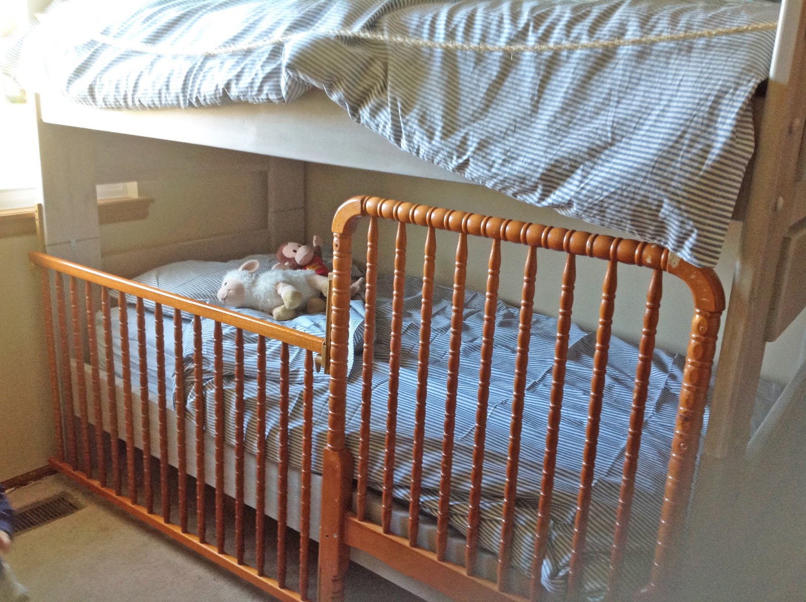 mimiberry creations Crib Repurposed to Best Big Kid Bed Ever