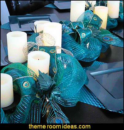 table swag door swag mantle swag holiday centerpiece peacock swag lighted - Peacock Blue Christmas Decorations table swag door swag mantle swag holiday centerpiece peacock swag lighted - Peacock Blue Christmas Decorations