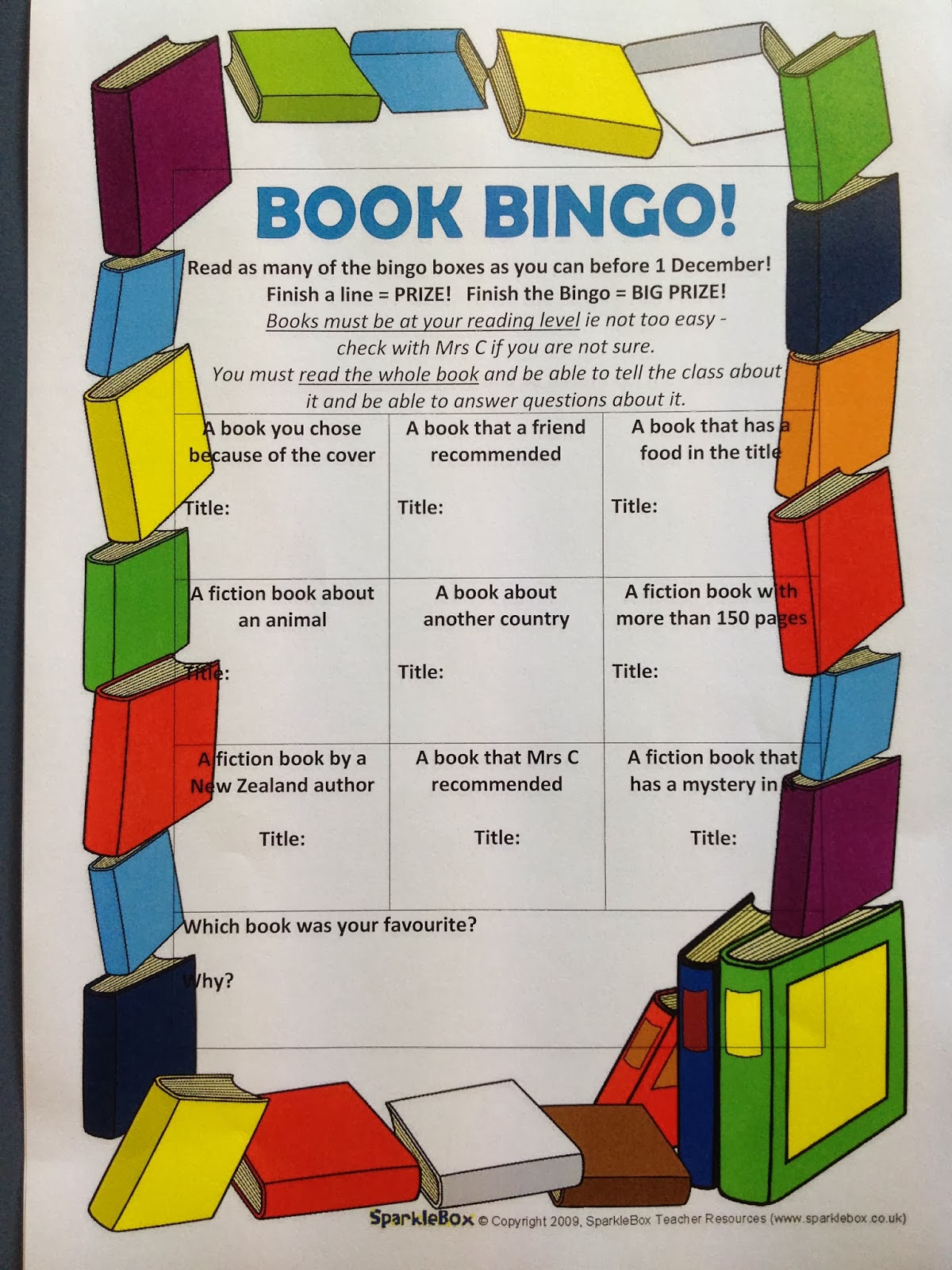 Jen's Teaching Tools Book Bingo reading challenge
