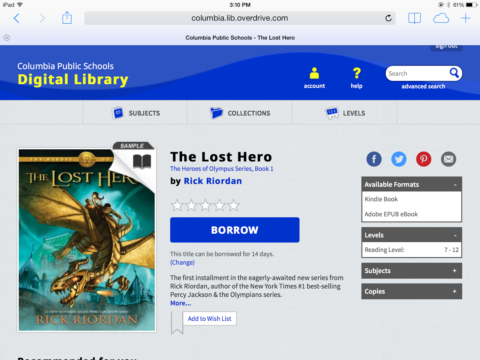 iPads in CPS Digital texts through OverDrive