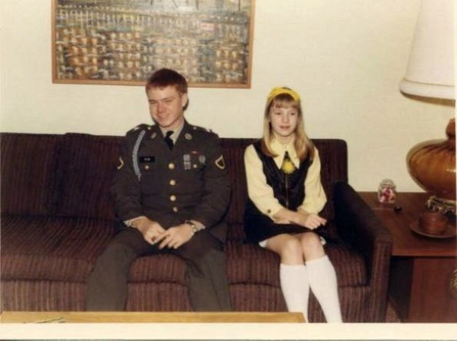 ME PFC GREG PAYNE AND MY LITTLE SISTER KATHY F. PAYNE JUST BEFORE I LEFT FOR VIETNAM ON THE NIGHT O