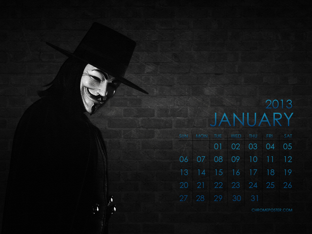 for Vendetta January Calendar 2013 - Various Resolutions | Calendars ...