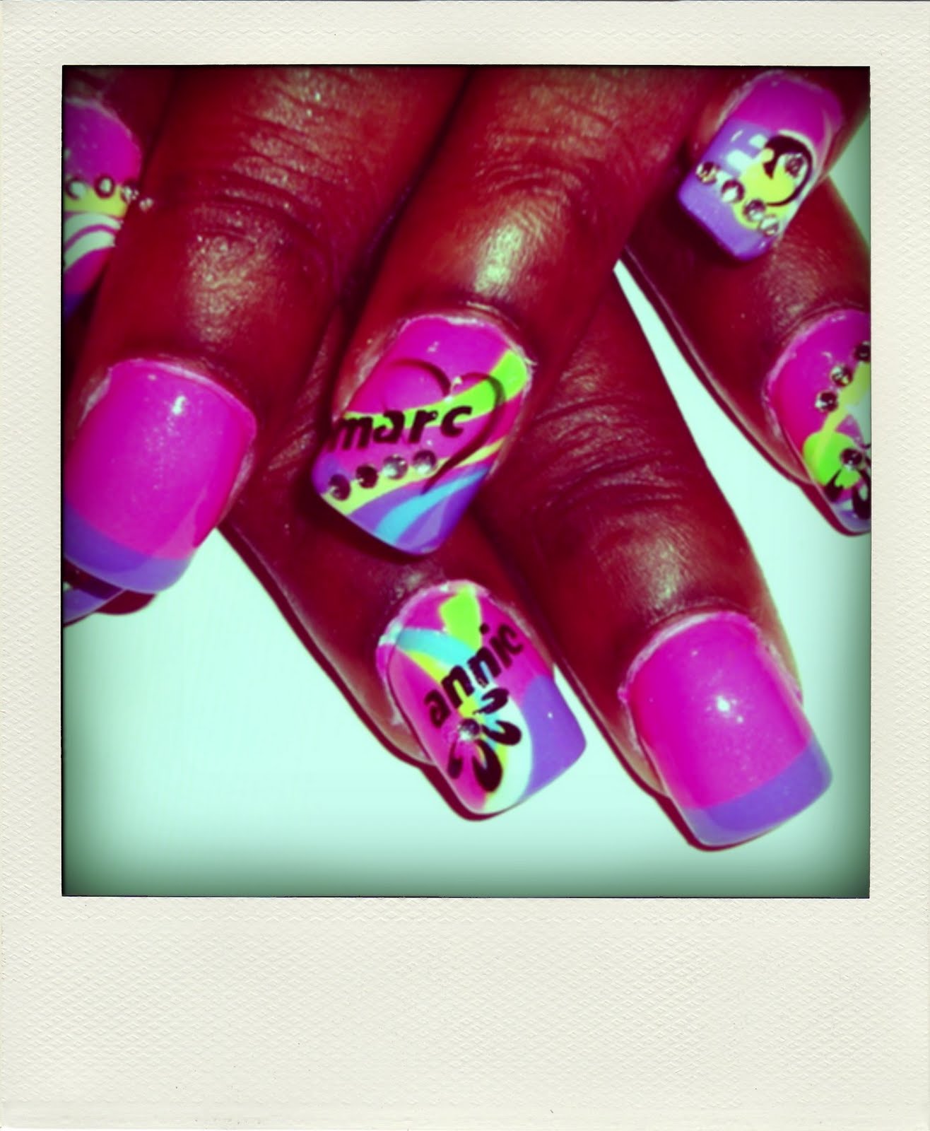 Neon Pink & Violet, Studio 54 Nails By Marc n Annie.. Weekend Time