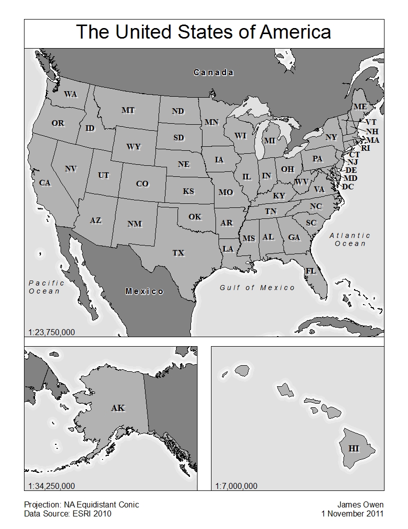 the color map labels the states major lakes and major river systems within the continental united states the black and white map has all 50 states the color map labels the states major lakes and major river systems within the continental united states the black and white map has all 50 states