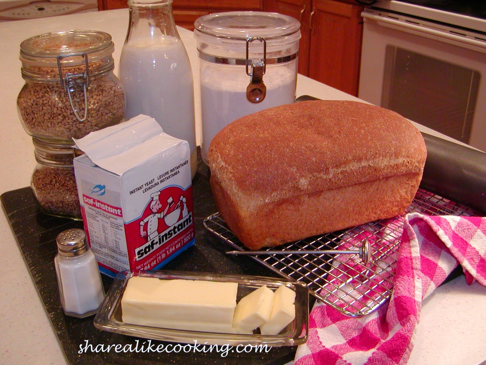 Share Alike Cooking Buttermilk Wheat Bread (Single Loaf 2 recipe sizes)