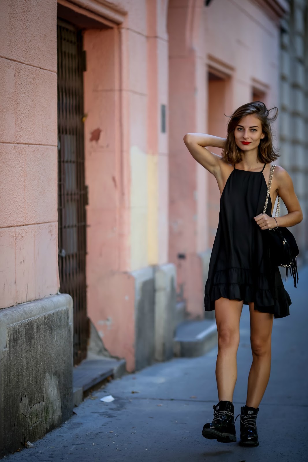 WEARING A RUFFLED SLIP DRESS WITH COMBAT BOOTS | What Vero Wears