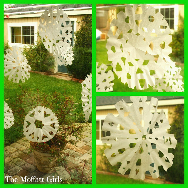 Snowflakes made from coffee filters