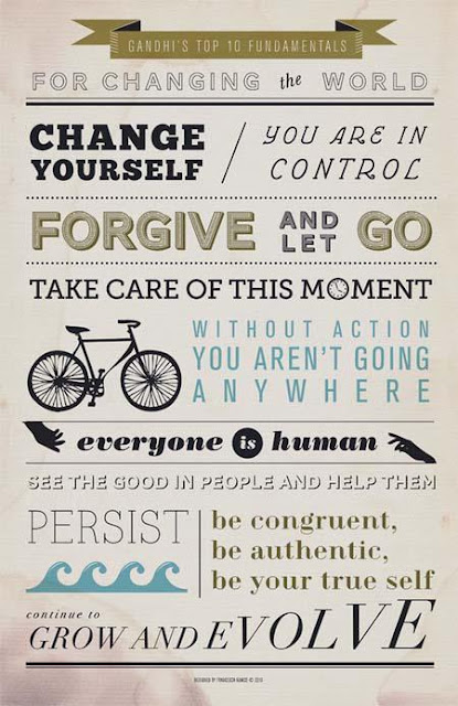 Poster - Ghandi's 10 fundamentals for changing the world