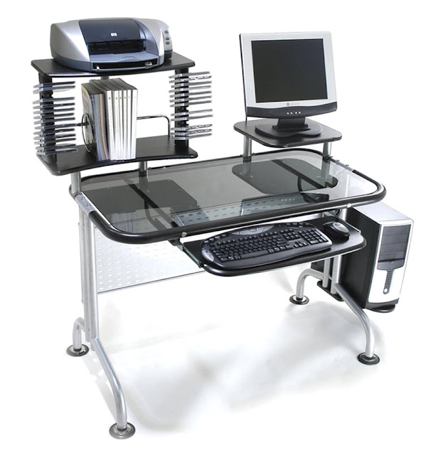 сучасний комп'ютерний стіл з металу та скла