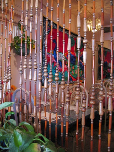 Beaded curtains as a room divider