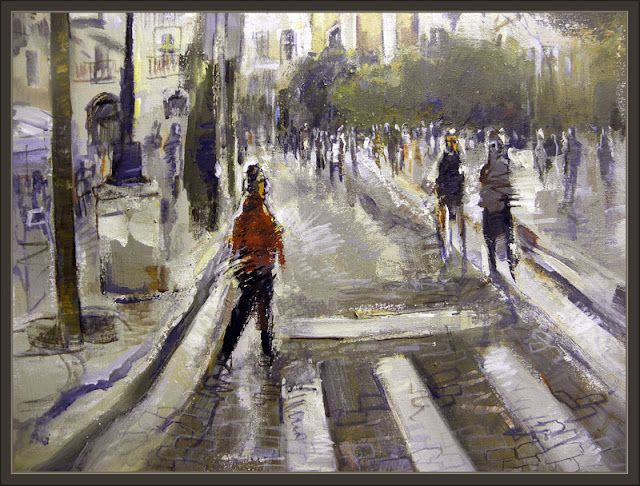 CADIZ-PINTURA-GADITANOS-PLAZA-ANDALUCIA-CUADROS-PERSONAS-PINTOR-ERNEST DESCALS-