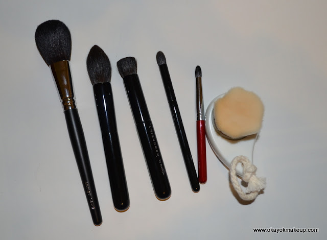 Chikuhodo BL14-2, Z-2, Z-3, Suqqu Eyeshadow M, Chikuhodo RE10-1, and Pore Brush