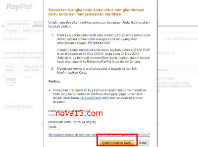 Cara Verifikasi Paypal dengan VCC