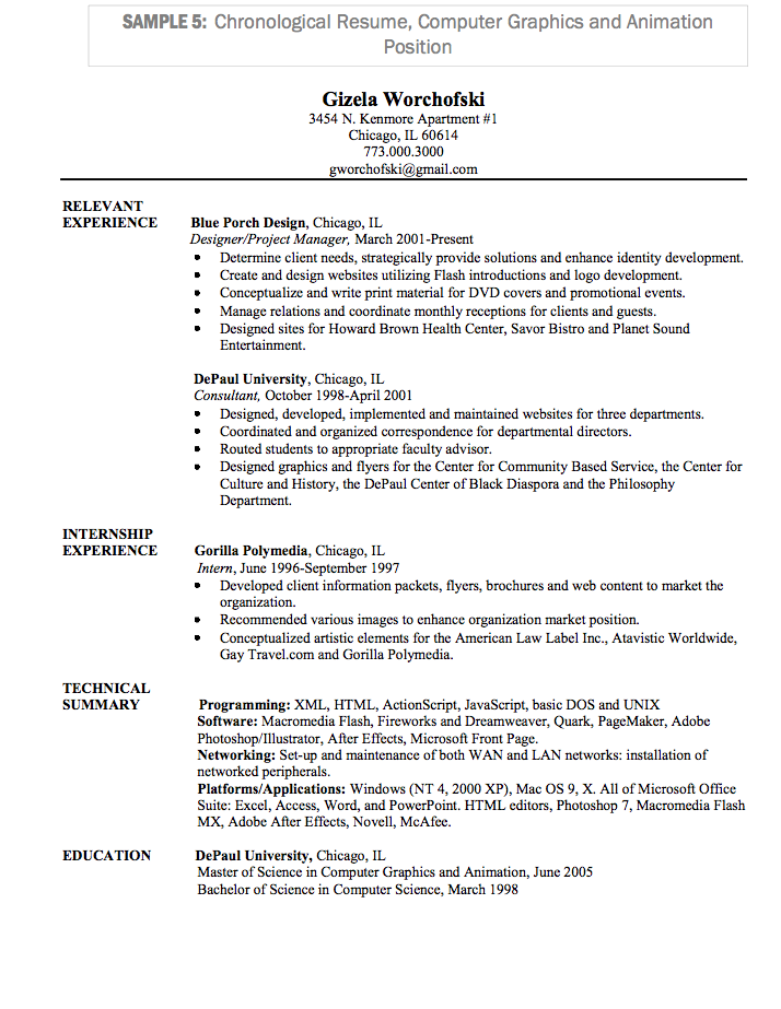 professional chronological resume templates
