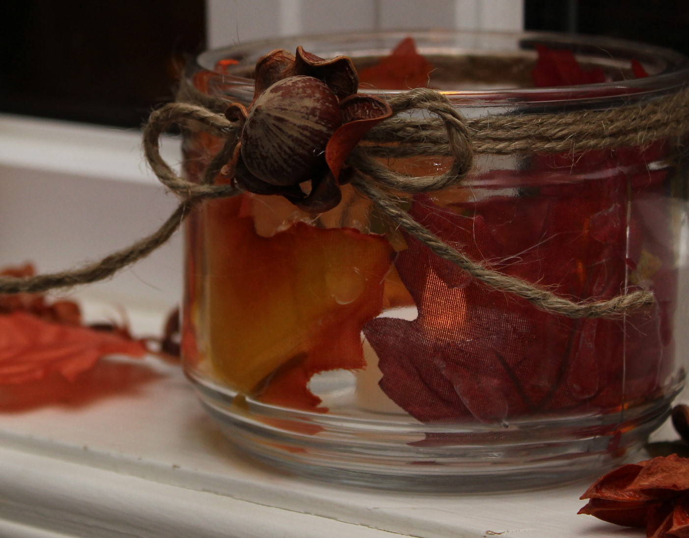 Turtles and Tails Fall Decor Mason Jar Foliage Candles